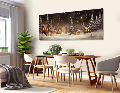 Winter Village Canvas Print – Framed Winter Canvas | Christmas Wall Art Decor