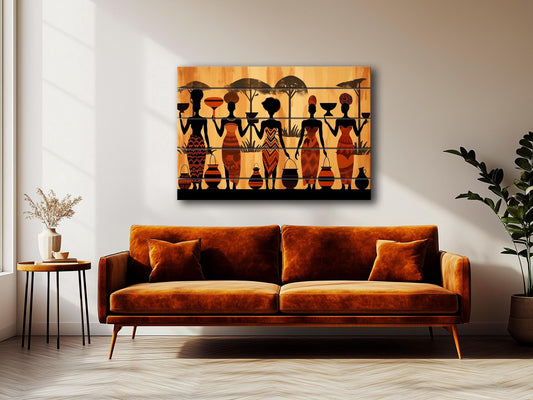 Wood Wall Art – Abstract African Painting on Wood | Ethnic Wall Decor, Rustic Style