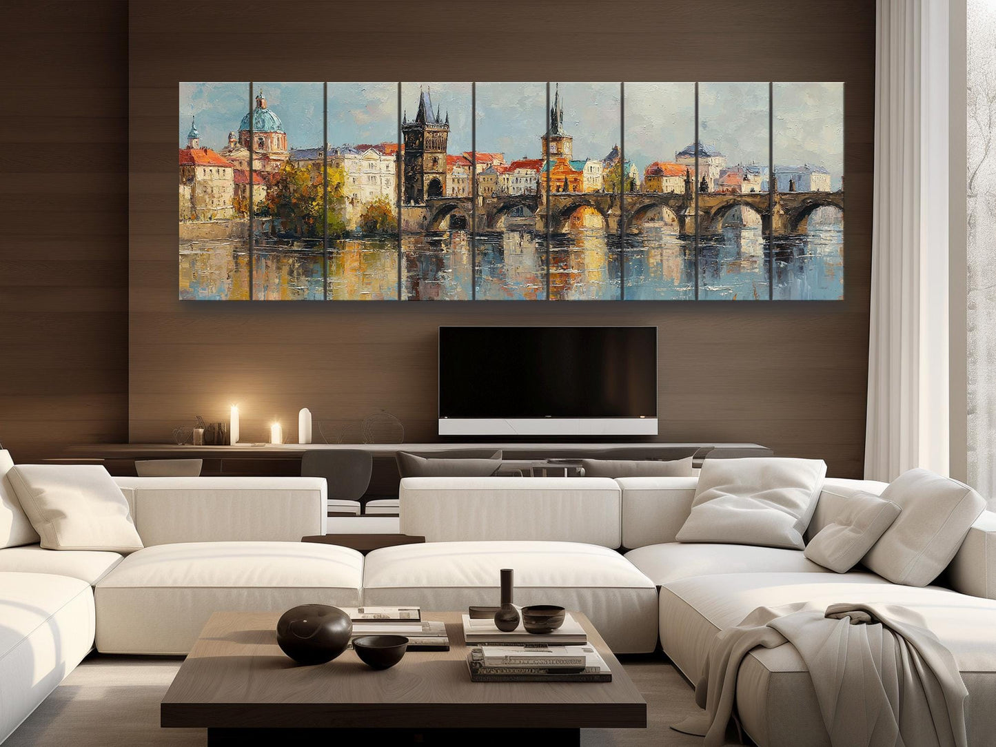Atlanta Skyline Wood Print – Rustic Wall Art | Beige Cityscape Painting on Distressed Wood