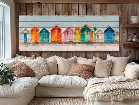 Wood Wall Art – Colorful Beach House Decor | Rustic Coastal Artwork on Natural Wood Planks