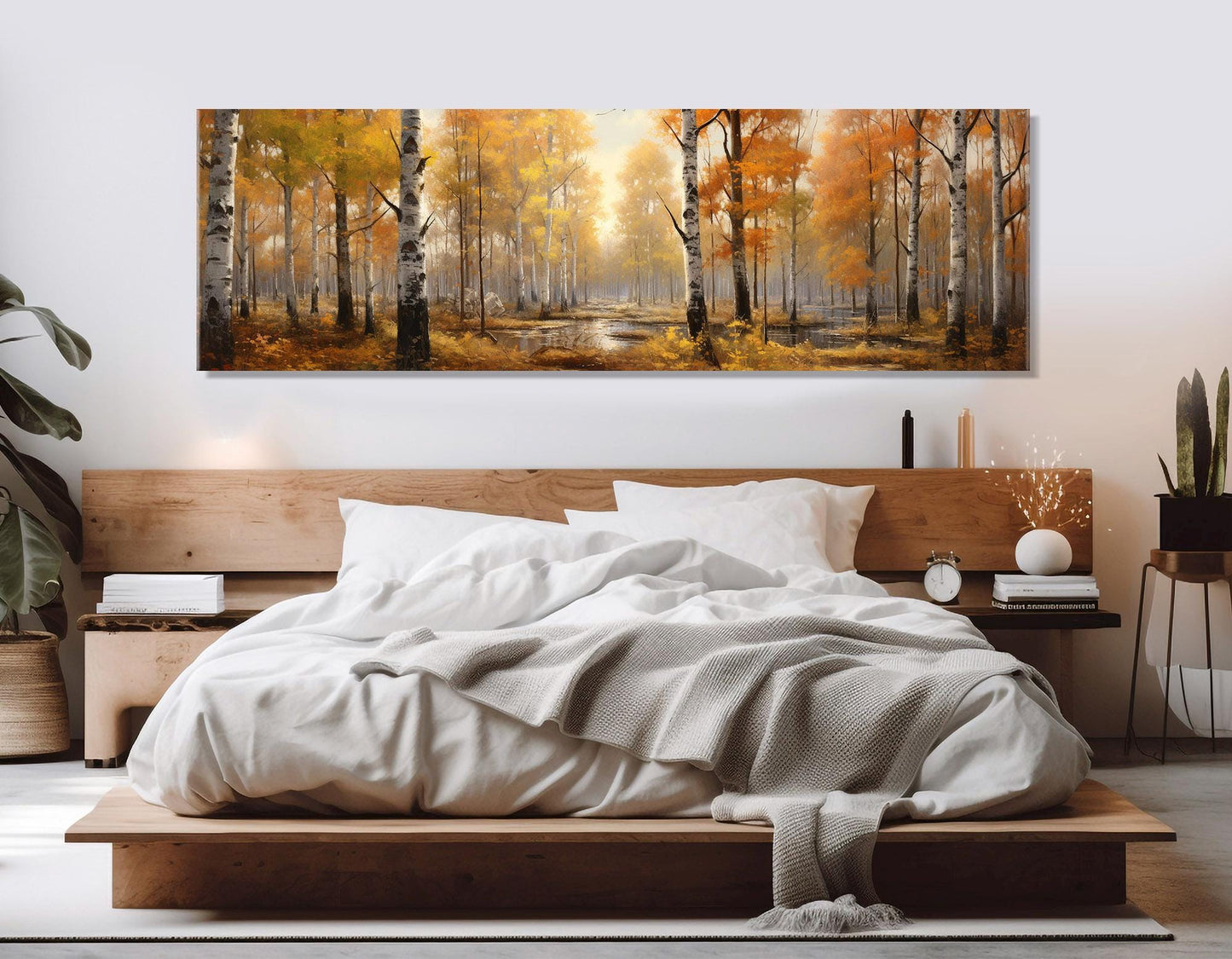 Autumn Forest Canvas Print – Framed Eco Friendly Birch Trees Wall Art, Ready to Hang