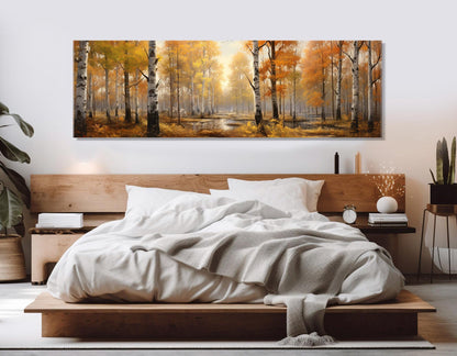 Autumn Forest Canvas Print – Framed Eco Friendly Birch Trees Wall Art, Ready to Hang