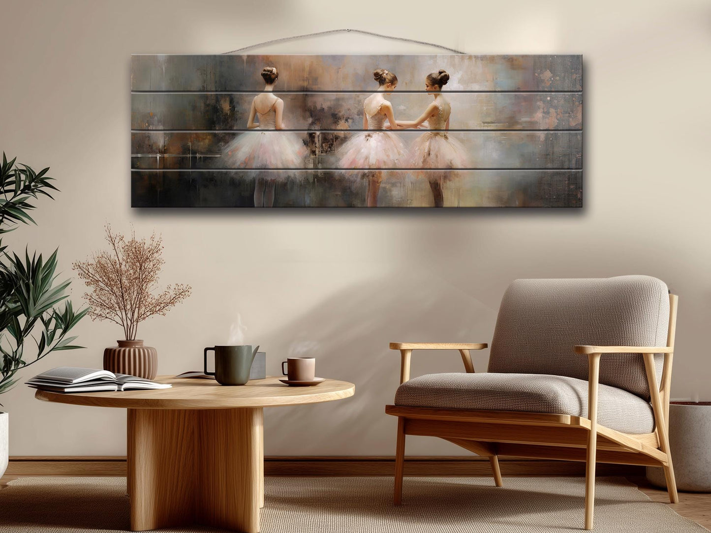 Wood Wall Art - Expressive Ballerina Print on Wood | Handcrafted Ballet Art Decor