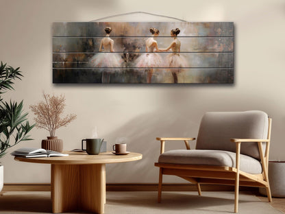 Wood Wall Art - Expressive Ballerina Print on Wood | Handcrafted Ballet Art Decor