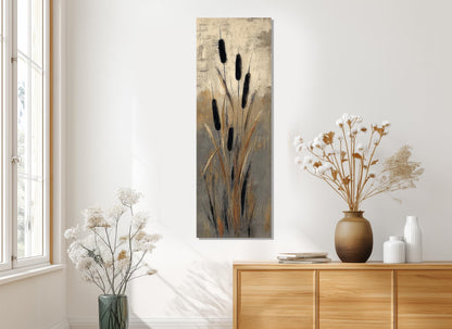 Cattails Abstract Art Canvas Print,  Nature Print, Rustic Wall Decor, Framed and Ready to Hang