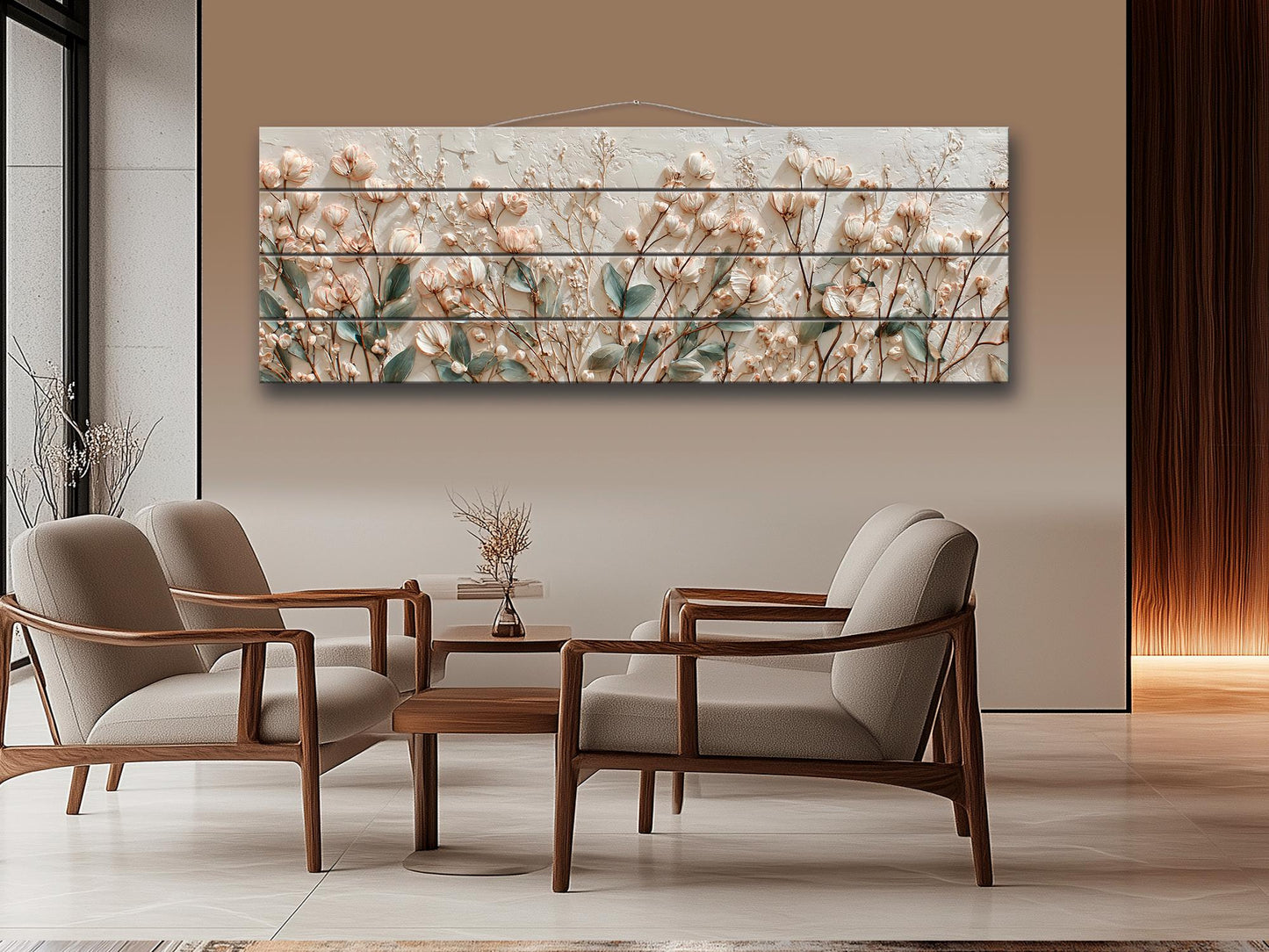 Botanical Wood Art - Rustic Floral Wood Print With Wildflower Wall Decor