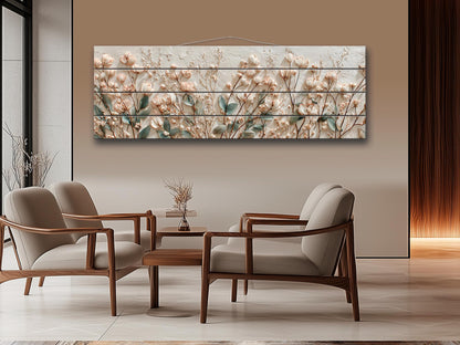 Botanical Wood Art - Rustic Floral Wood Print With Wildflower Wall Decor
