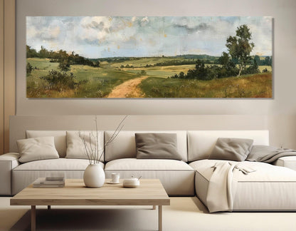 Green Meadow Canvas Print - Large Rustic Wall Art | Framed Floating Frame, Ready to Hang
