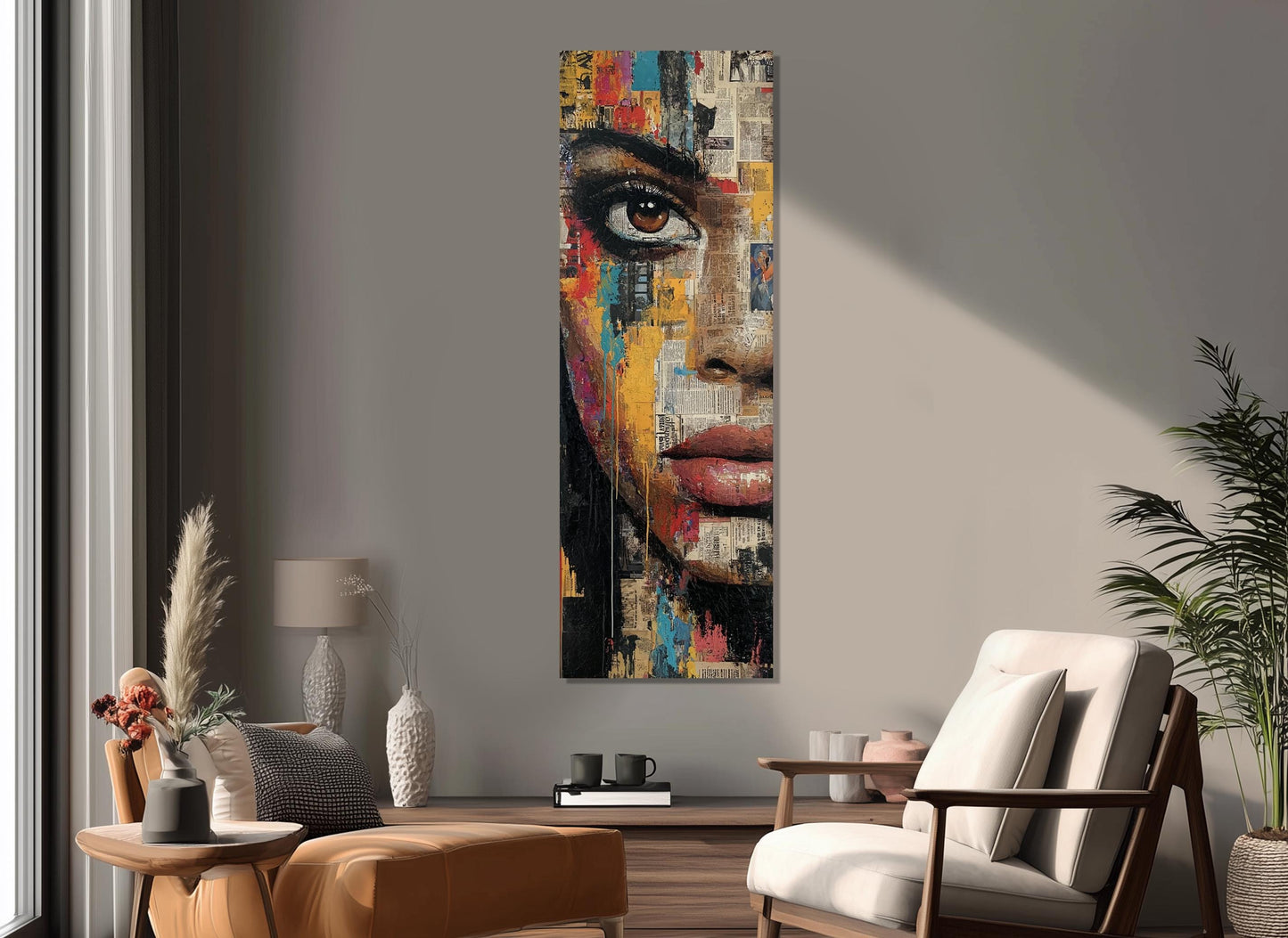 Abstract Expressionism Canvas – Black Woman Portrait Surreal Wall Art, Ready to Hang
