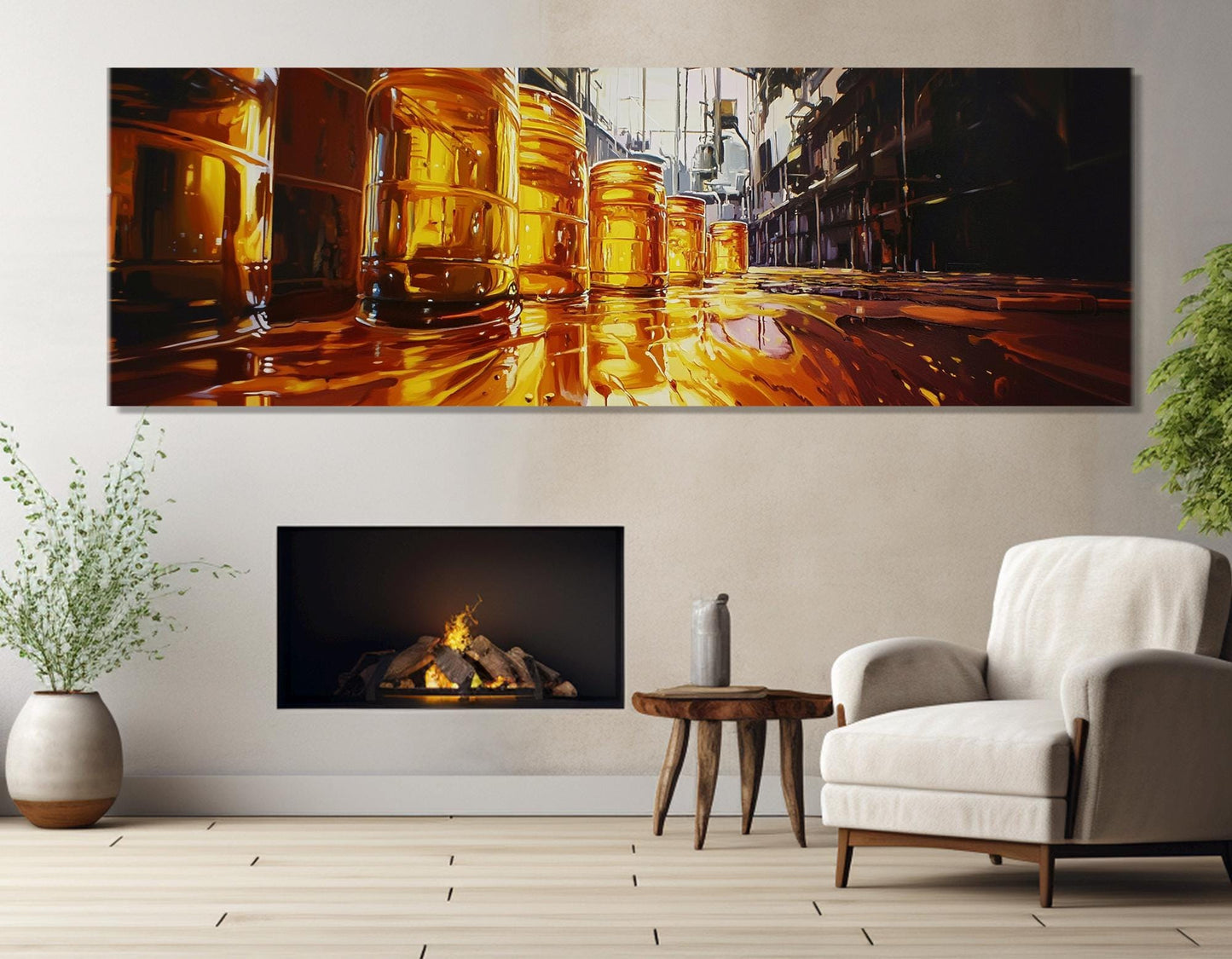 Petrol Factory Canvas Print – Framed Cotton Wall Art | Industrial Oil Production Decor