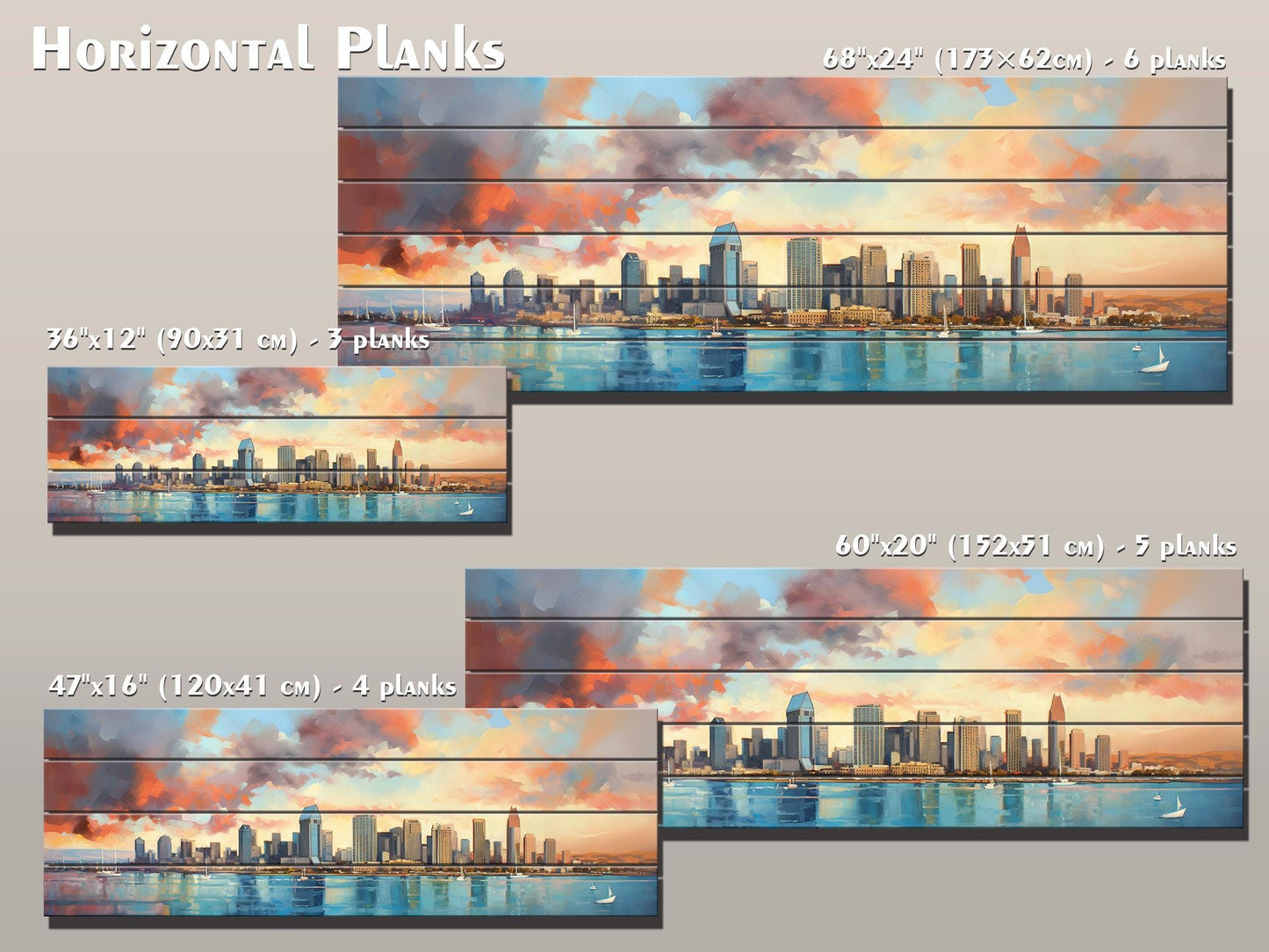 San Diego Wood Art – Rustic Wooden City Skyline Wall Decor | Abstract Wood Painting