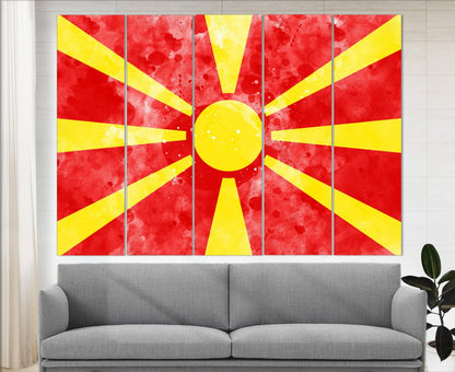 North Macedonia Flag Canvas - Framed Cotton Canvas Print | Ready to Hang Wall Art