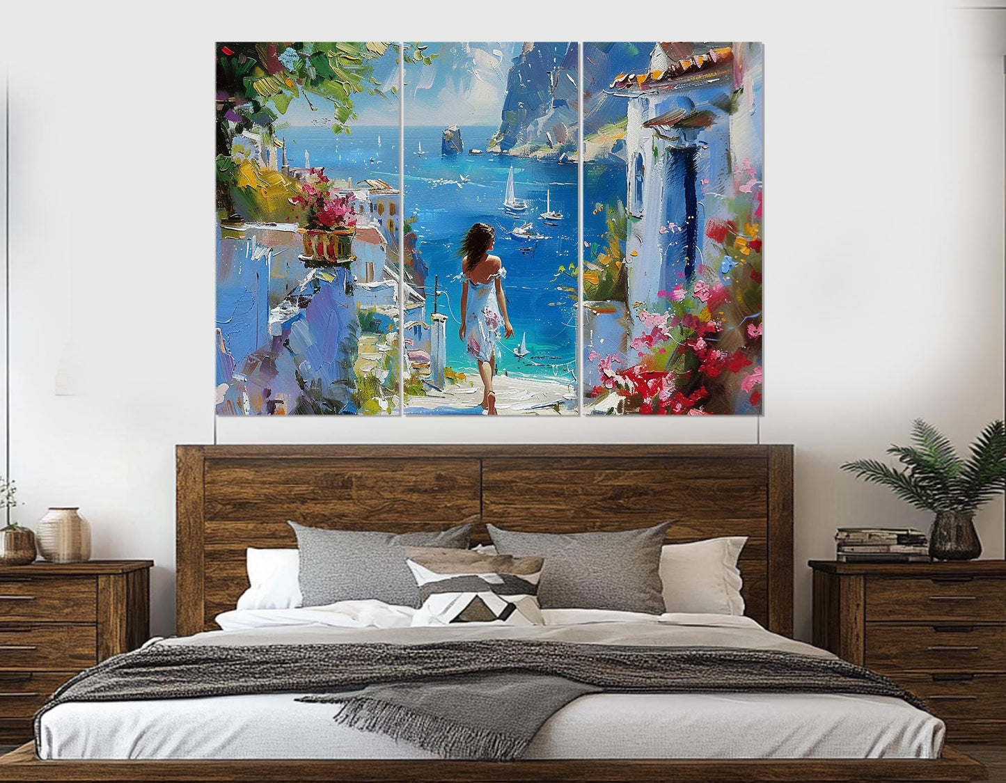 Greek Landscape Canvas - Scenic Mediterranean Wall Art | Framed Canvas Print Ready to Hang