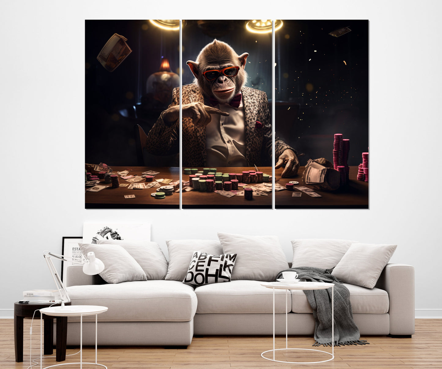 Poker Wall Art – Monkey Playing Poker Canvas Print | Framed & Ready to Hang