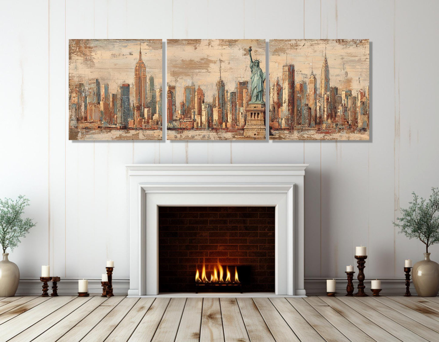 New York City Canvas - Vintage Retro Wall Art | Framed Gallery Wrapped Print