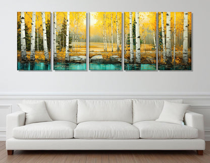 Birch Grove Canvas Print – Scenic Forest Painting | Framed Birch Canvas Wall Art