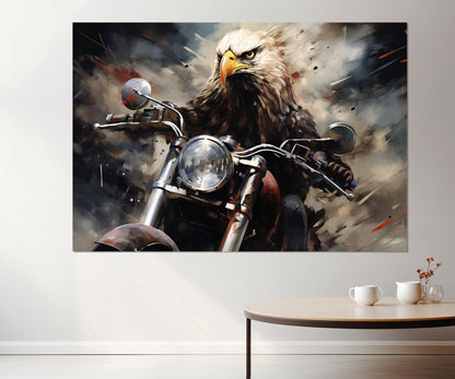 Eagle Biker Canvas Print – Framed Motorcycle Wall Art | Ready to Hang