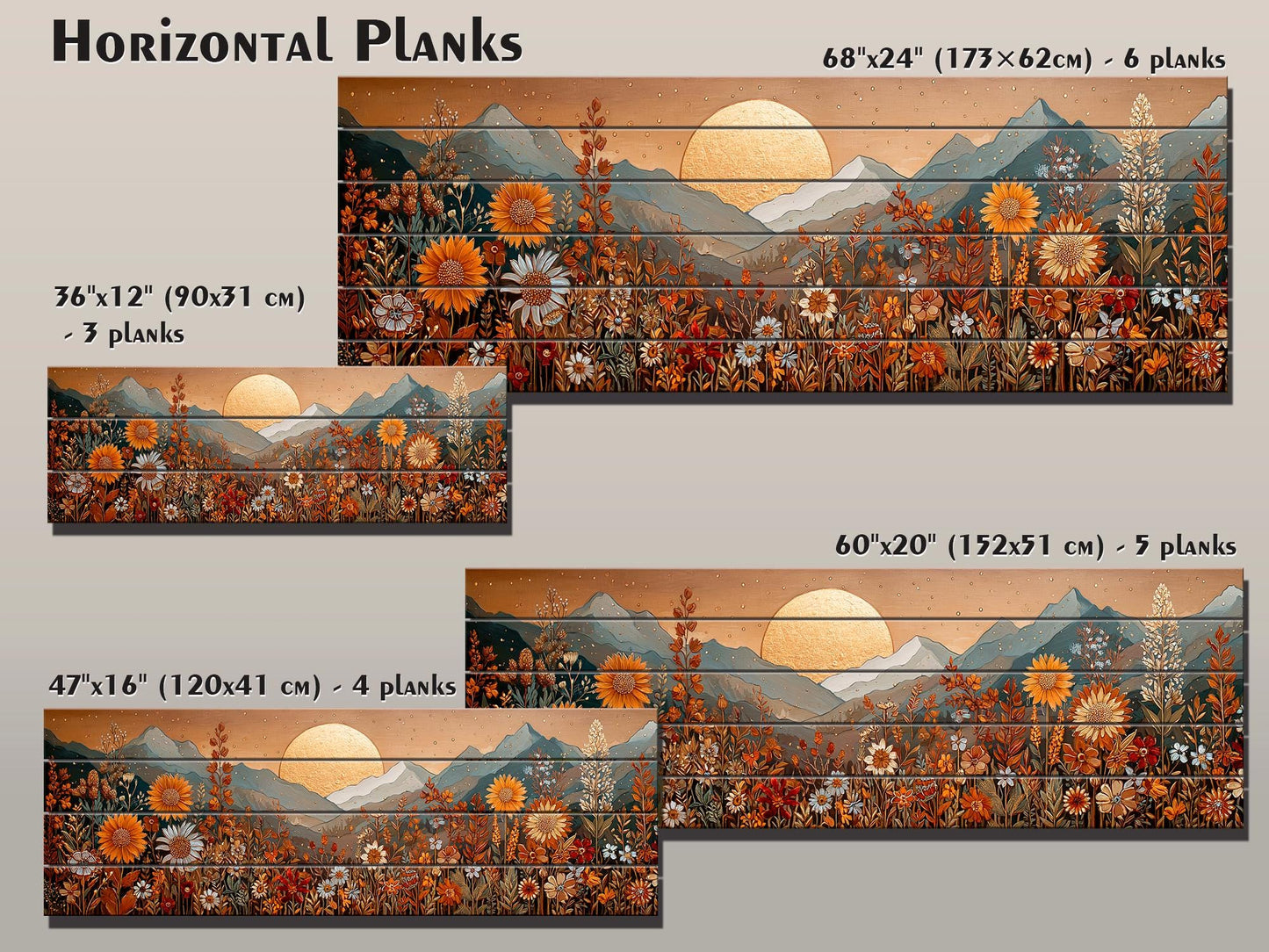 Wood Landscape Print – Earthy Wildflower Art | Rustic Wall Decor on Wood Panel