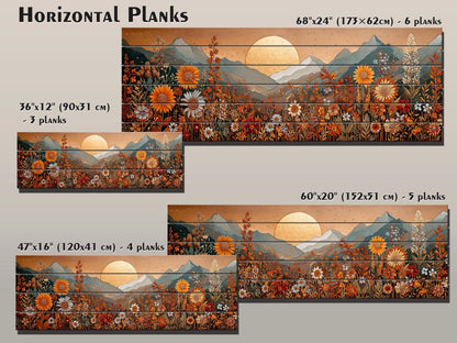 Wood Landscape Print – Earthy Wildflower Art | Rustic Wall Decor on Wood Panel