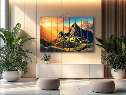 Machu Picchu Wall Art – Abstract Wood Plank Wall Decor, Peruvian Gift Idea