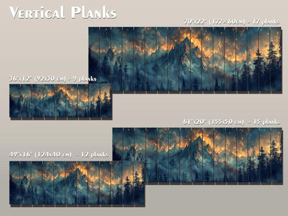 Majestic Mountains Printed On Natural Wood - Luxury Wall Art