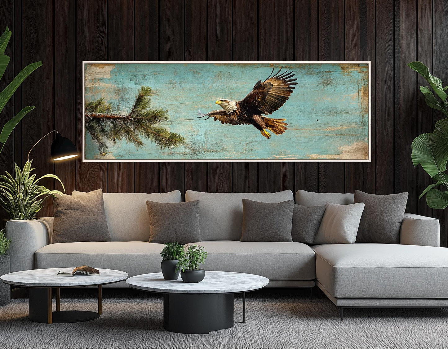 American Bald Eagle Canvas - Rustic Eagle Wall Art | Framed Canvas Print Ready to Hang