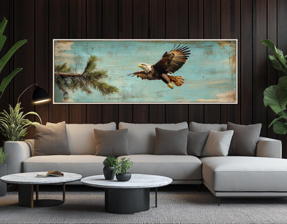 American Bald Eagle Canvas - Rustic Eagle Wall Art | Framed Canvas Print Ready to Hang