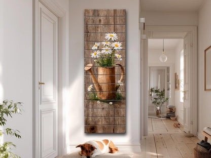 Rustic Wood Wall Art – Farmhouse Wall Decor | Watering Can & Daisy Floral Print