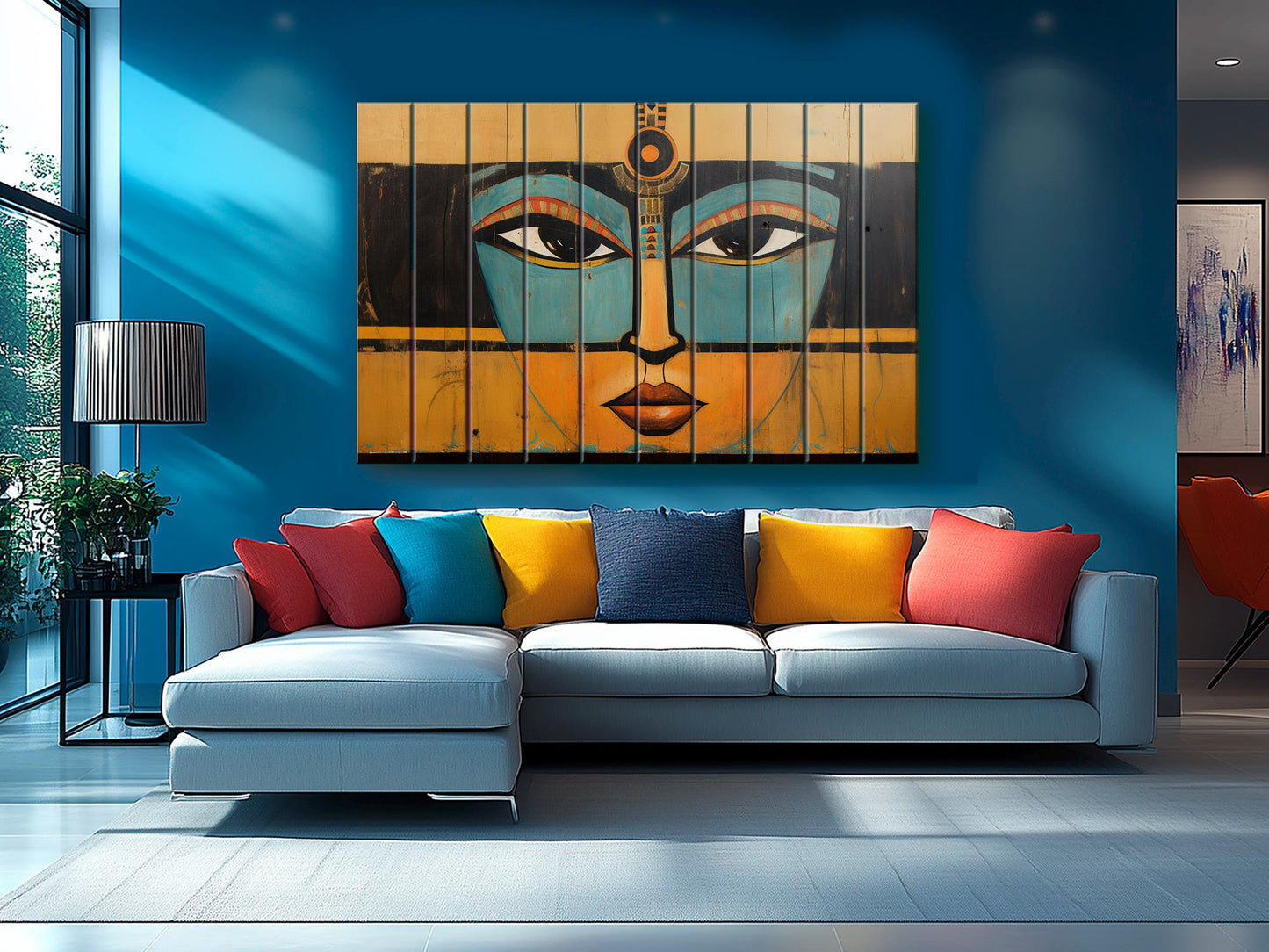 Egyptian Art Print | Retro Abstract Wooden Wall Art on Natural Wood Planks