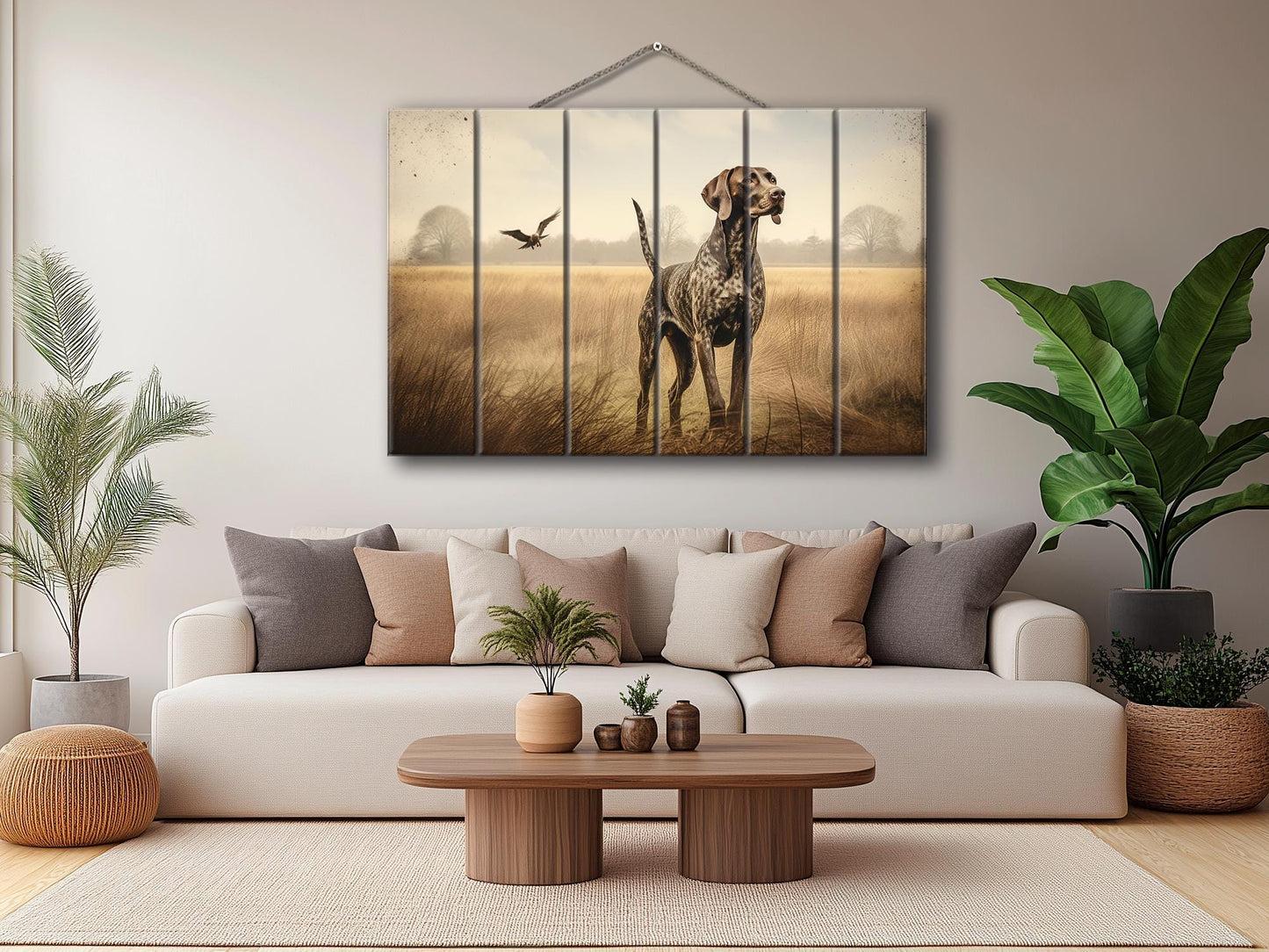 Rustic Wood Wall Art – German Shorthaired Pointer Hunting Dog Poster on Natural Wood