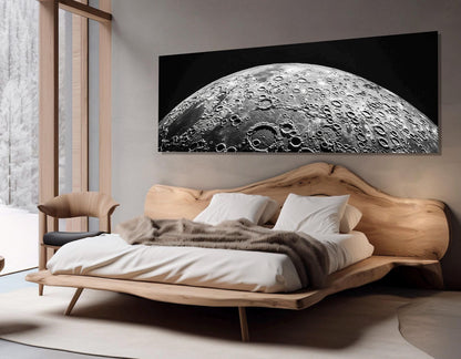 Moon Canvas Print – Large Black and White Art | Framed Floating Frame, Ready to Hang
