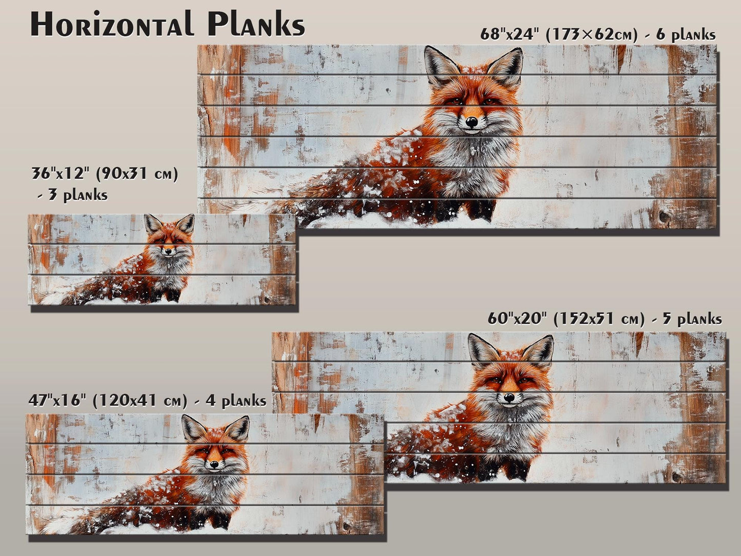 Wood Wall Art - Rustic Red Fox Print on Natural Wood | Forest Animal Decor
