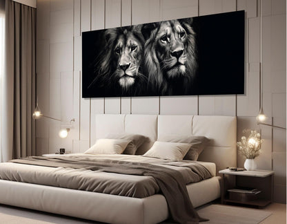 Lions Canvas Print - Scenic Lion Painting | Framed Canvas Art, Ready to Hang