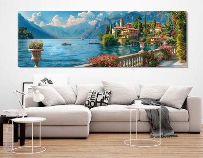 Lake Como Canvas Print – Panoramic Italy Wall Art | Framed & Ready to Hang