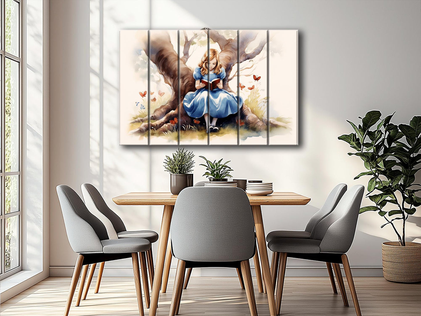 Alice in Wonderland Wood Print – Modern Kids Room Decor | Wood Wall Art Panel