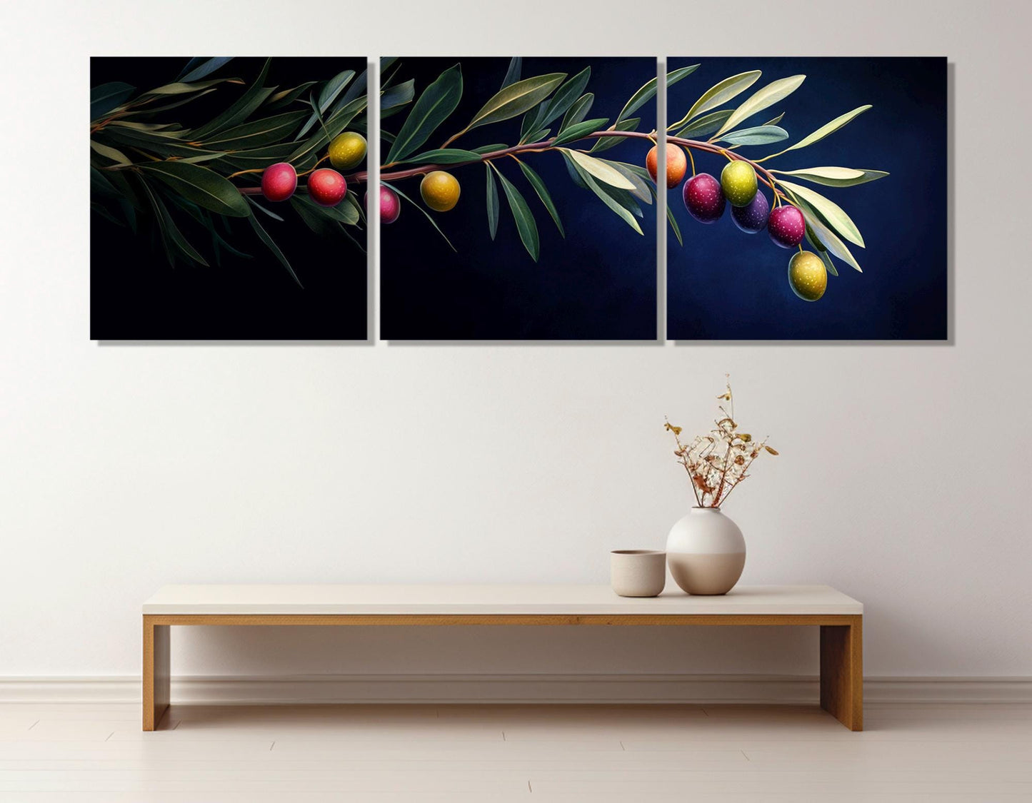 Olive Branch Canvas Print – Abstract Olive Tree Painting | Ready to Hang Framed Art