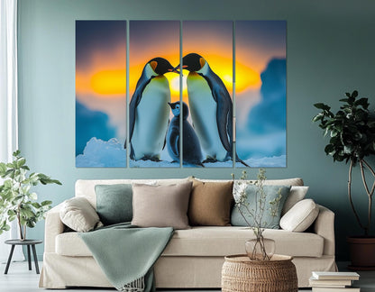 Penguins Family Canvas Print - Framed Cotton Wall Art | Ready to Hang