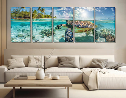 Sea Turtle Canvas Print – Underwater Wall Art | Framed Canvas Art Ready to Hang