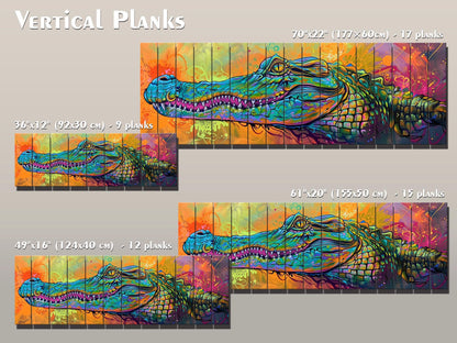 Abstract Crocodile, Alligator Graffiti Printed On Wood– Predators Wall Art