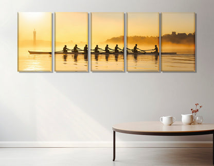 Rowing Wall Art – Large Rowers Sunset Canvas | Framed Canvas Print Ready to Hang