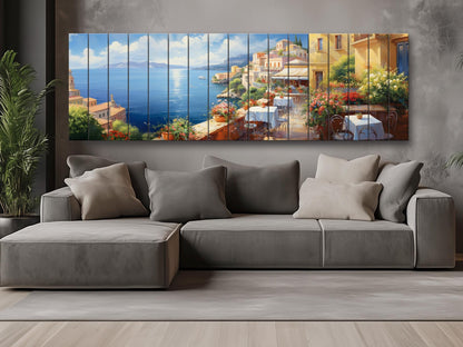 Italy Coast Painting – Scenic Italian Landscape Wood Wall Art | Rustic Coastal Decor