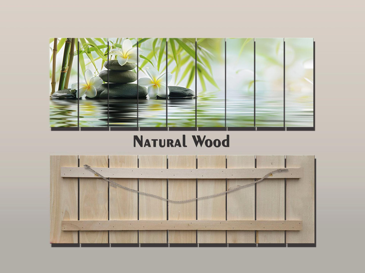 Bamboo Spa Wall Art – Natural Wood Decor | Calming Zen Wall Hanging Print