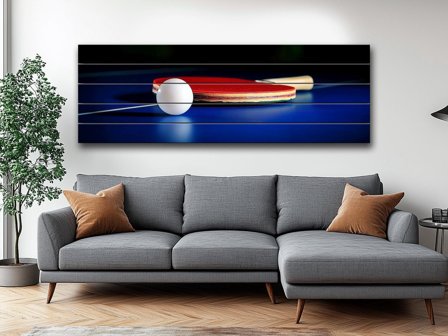 Table Tennis Wall Art – Natural Wood Print with Unique Wood Grain & UV Colors