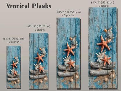 Wood Wall Art | Coastal Wall Art - Driftwood Starfish Print on Rustic Wood Panel