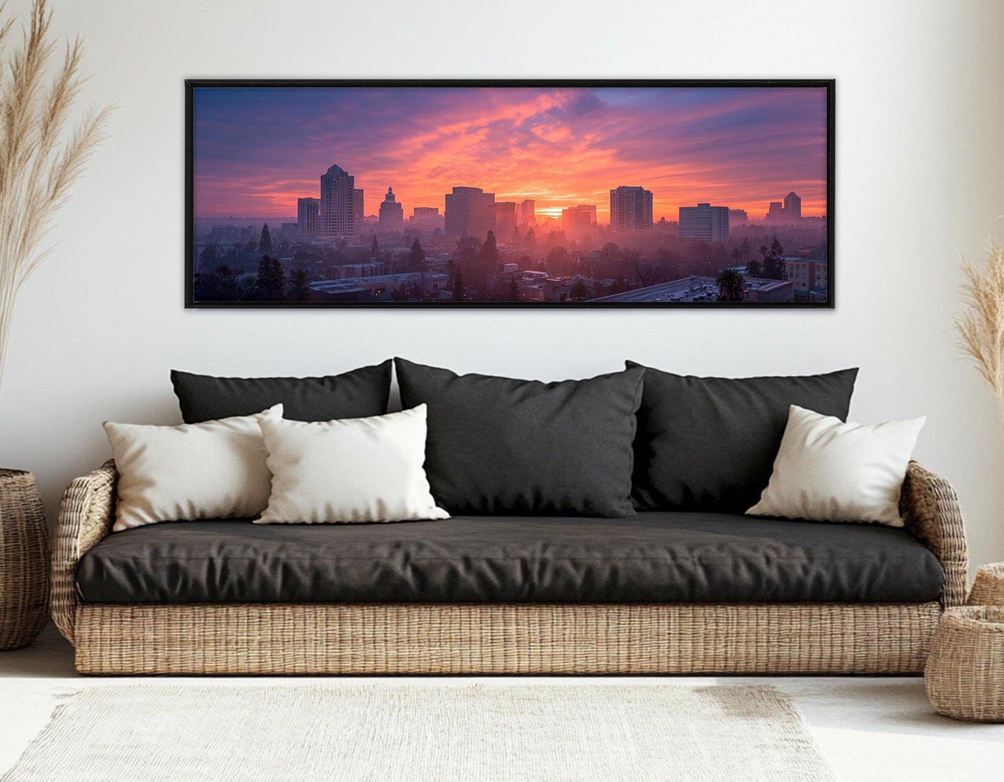Sacramento Sunset Canvas Abstract Wall Art – Framed Canvas Print Ready to Hang