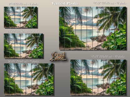 Tropical Landscape Print on Wood, Tropical Wooden Wall Art, Palm Trees Wood Print, Resort Island Wall Art, Tropical Beach, Wood Wall Art