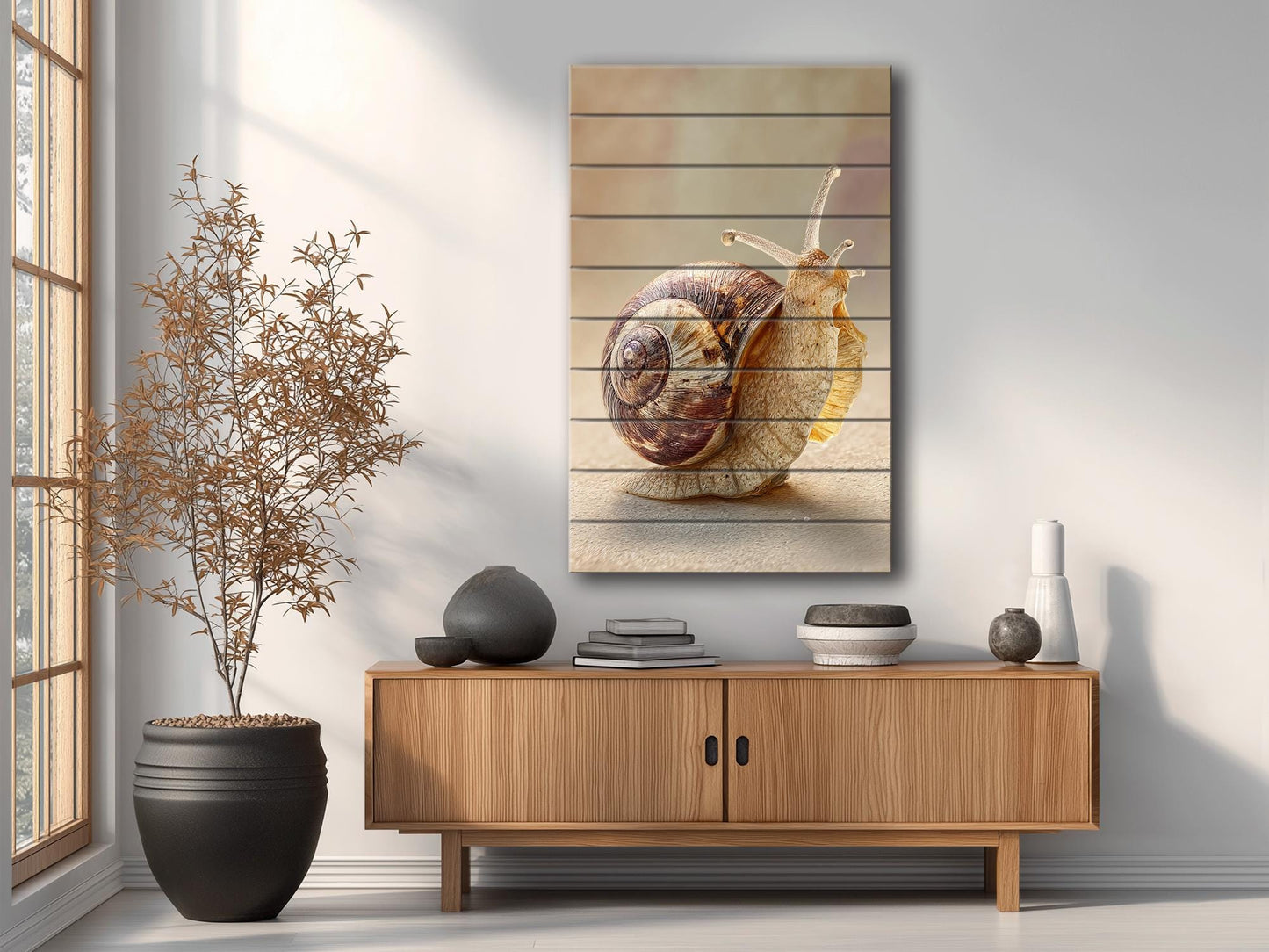 Snail Painting Wood Art – Whimsical Animal Print, Rustic Wood Wall Decor | Eco Friendly
