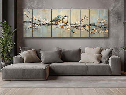 Rustic Wood Wall Art | Nature Wall Decor with Birds Print on Wood Planks, Fade Resistant