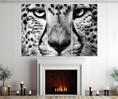 Leopard Canvas Print - Black and White Leopard Portrait, Framed Gallery Wrapped Canvas