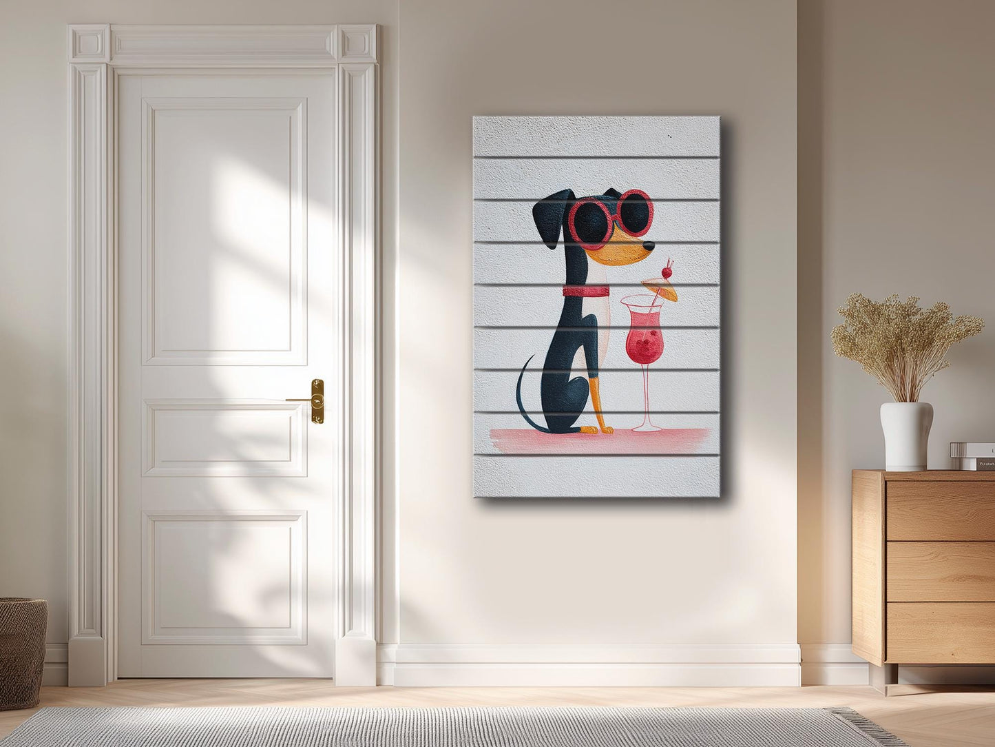 Dog Wood Wall Art – Minimalist Wooden Animal Print | Rustic Farmhouse Decor